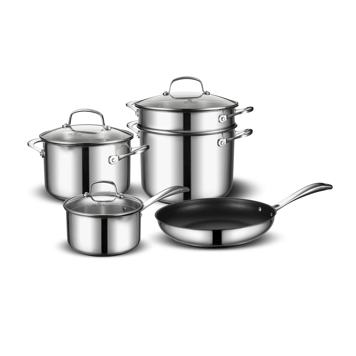 Stainless steel 304 cookware set Elmich Premium EL3134. Pot 18cm, Steam pot 24cm, frypan 26cmm  