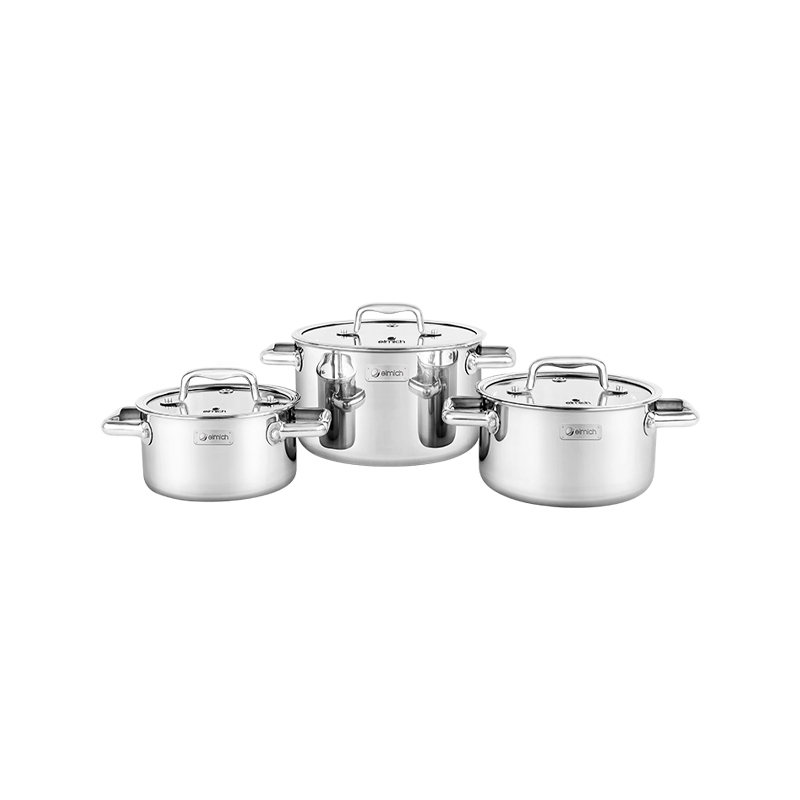 Solid stainless steel pot set Elmich Trimax ECO EL_8001 size 18, 20, 26 cm