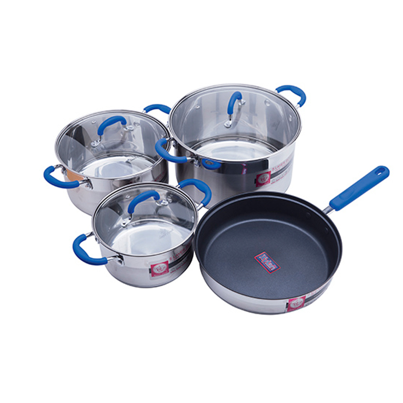 Stainless steel pot set Smart cook 3 pieces size 18cm, 22 cm, 26cm and 1 frypan  size 26cm SM1497
